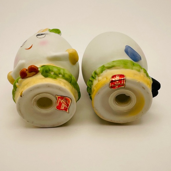 Lefton, Ceramic, Anthropomorphic, Boy/Girl Egg, Salt/Pepper Shakers. Taiwan - Picture 7 of 9